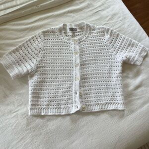 Jcrew pointelle cardigan. White, size L.